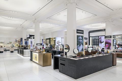 Products on display at Selfridges beauty hall, London